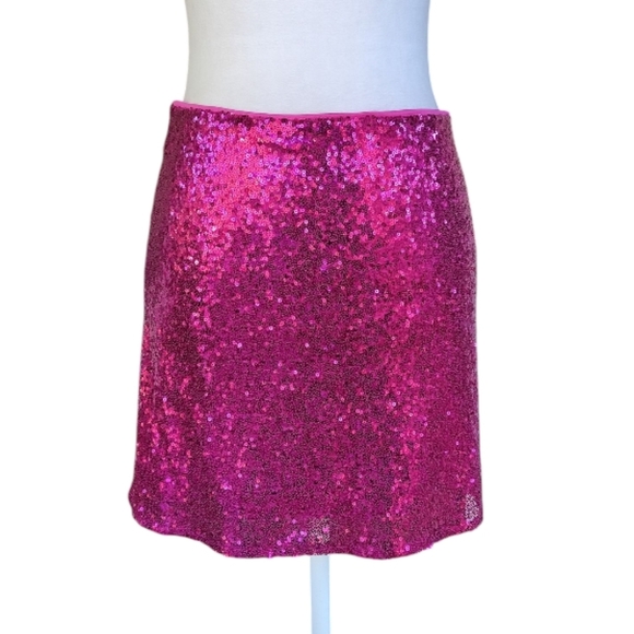 Lulu's Come My Way Magenta Sequin Mini Skirt Size Medium - Picture 2 of 7